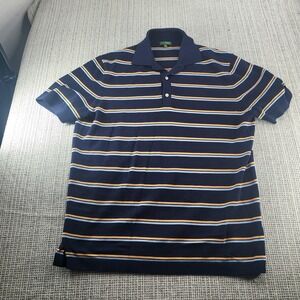 Sid Mashburn Polo Shirt Mens Large Blue Striped Short Sleeve Soft Knit Casual